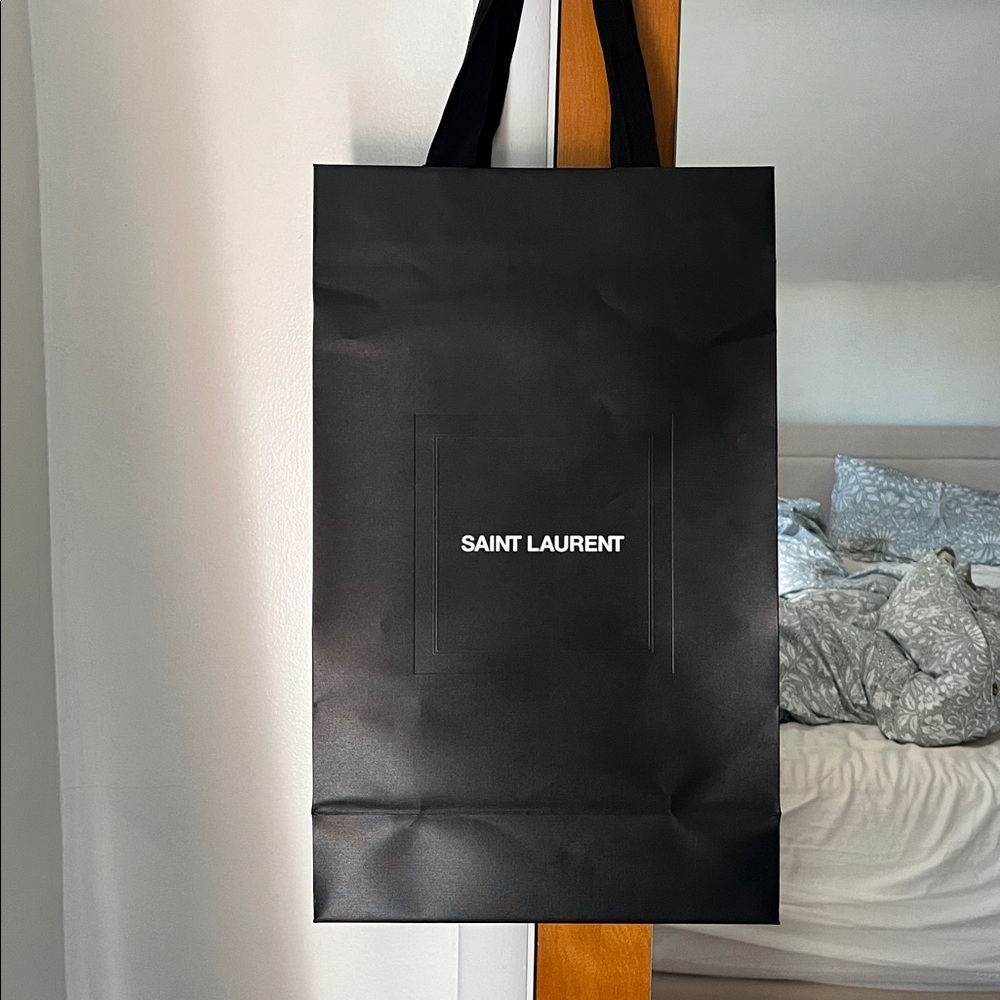 Saint Laurent YSL Black Store Shopping Gift Bag 12x16 Authentic Tote Logo